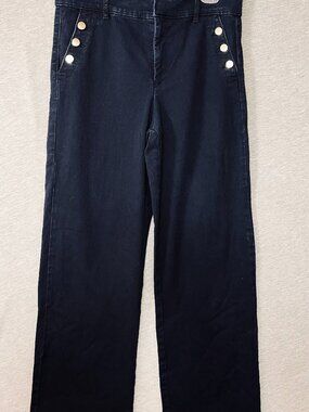 Nine West Dark Wash Sailor Wide-Leg Jeans.